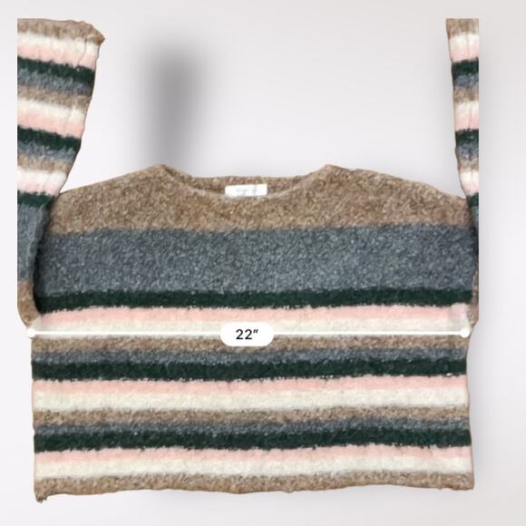 Mustard Seed‎ Cropped Striped Fluffy Sweater Size S - Picture 3 of 7